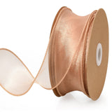 1.5 Inch Sheer Organza Ribbon Gold Wavy Knot Wired Ribbon 25 Yards for Gift Wrapping, Bouquet Wrapping,Craft,Christmas-Birthday-