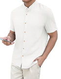 Toplot Men'S Solid Regular Fit Shirt (Popcorn-Mandarin-5210-White-L_White,White,,B0DK4ZHHJP