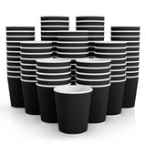 JollyPack 120 Pack 8 oz Paper Coffee Cups, Disposable Coffee Cups, Black Hot Beverage Cups with Ripple Wall Design, Hot Beverage