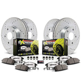 Power Stop K4023-26 - 360mm Front and 350mm Rear Drilled and Slotted Brake Rotors with Z26 Carbon Fiber Brake Pads Brake Kit For