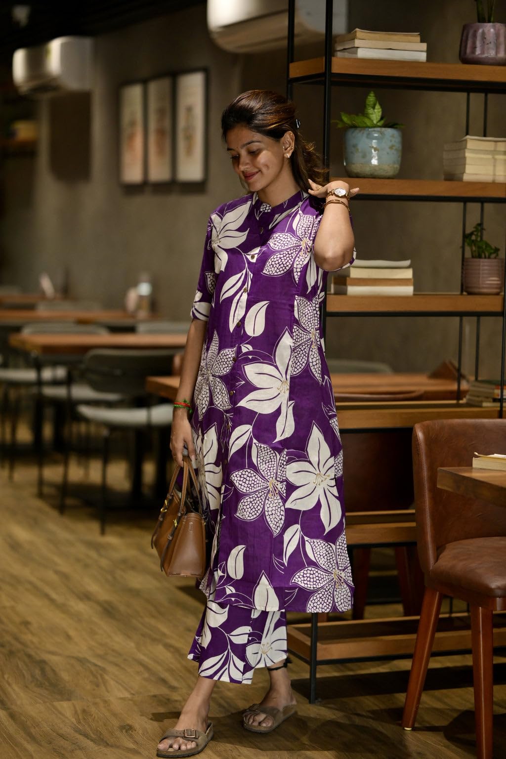 Anni Designer Women'S Rayon Viscose Straight Printed Kurta With Pant (Sunoni Purple_4Xl_Purple_Xxxx-Large),Purple,4XL,Rayon,Regular,