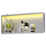 Bernkot Led Shower Niche 30 X 12 Brushed with RGB Light 304 Stainless Steel Niche Shower for Bathroom Storage Waterproof Hardwir