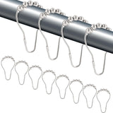 UMAI Stainless Steel Shower Curtain Hooks, Rustproof Polished Chrome, Double Glide Metal Rings, Set of 12