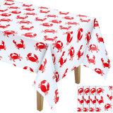 Juexica 4 Pcs 54 x 108 Inch Crab Boil Party Table Cloth Summer Seafood Party Supplies Plastic Crab Tablecover Decorations Rectan