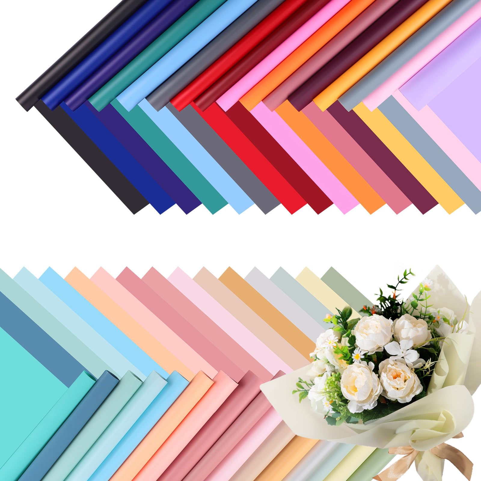 Ctosree 320 Sheets Flower Wrapping Paper Bulk Waterproof Floral Packaging Paper Sheets Florist Bouquet Supplies DIY Craft Gift P