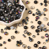 Songxi 1000pcs 4mm/6mm/8mm Black Glass Beads for Jewelry Making, 10 Style 3 Size Crystal Beads for Bracelets Jewelry Making, Spa