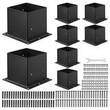 VEVOR 4x4 Post Base 8 Pcs, Inner Size 3.6x3.6 inch / 92x92 mm Post Brackets, Heavy Duty Carbon Steel Decking Posts, Wood Posts B