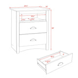 Prepac's Fremont 2 Drawer Nightstand: Elegant Bedroom Furniture, Bedside Table with Open Shelf, 23.25W x 16D x 28H, Drifte