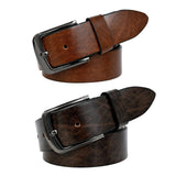 Leder Luxus Leather Belt For Men (Pack Of 2) | Stylish Leather Belt For Casual & Formal Wear | Lightweight Waist Belt For Jeans,