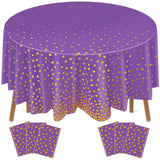 Newwiee 6 Pcs Round Dot Tablecloth 84 Inch Plastic Table Cover Dots Confetti Tablecloths for Halloween Fall Thansgiving Wedding 