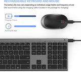 Wireless Keyboard and Mouse, Vssoplor Rechargeable Quiet Full-Size Keyboard and Mouse Combo Set Ultra Slim Design for Laptop, PC