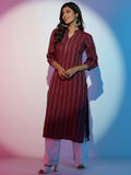 Libas Women'S Cotton Ethnic Motifs Straight Kurta (37255_Maroon Maroon Xs