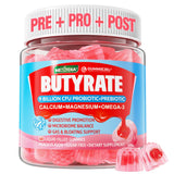Butyrate Gummies with Probiotic + Prebiotic + Postbiotic, Omega-3 500mg,Fiber with 9 Billion CFU Probiotics, Calcium & Magnesium