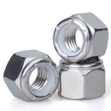 1/2-13, Nylon Insert Hex Lock Nuts, 304 Stainless Steel, Bright Finish, Coarse Thread, Machinery, Automotive, Outdoor, Wooden Fu
