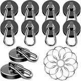 MIKEDE Magnetic Hooks Heavy Duty, 110LBS+ Strong Neodymium Magnets with Swivel Carabiner Hook, Black Magnetic Hangers Magnet Hoo