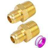 Breezliy 2 PCS Brass Tube Fitting, Half Union Gas Adapter 3/8 Flare x 1/2 NPT Male Pipe Connector