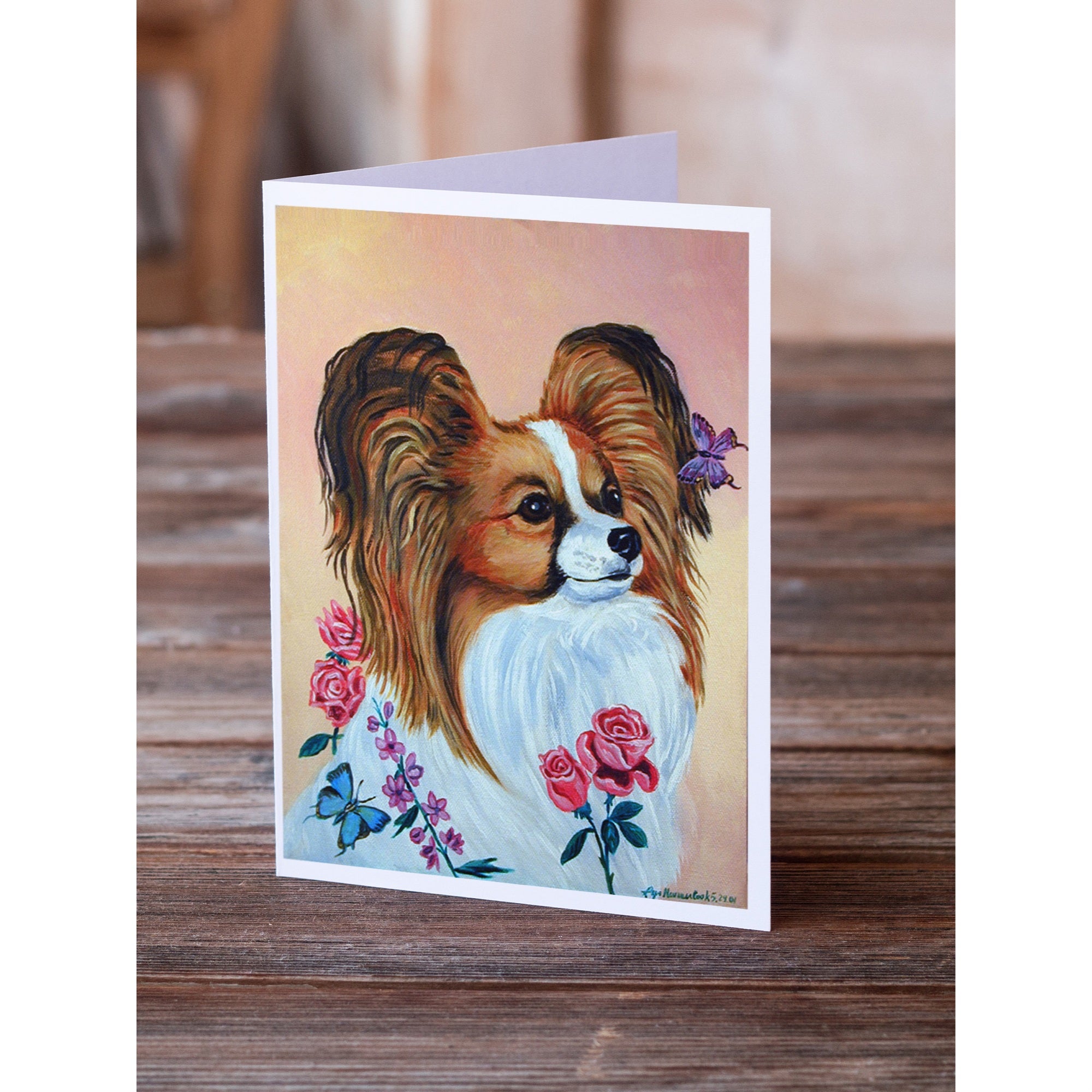 Papillon Rose Greeting Cards And Envelopes Pack Of 8