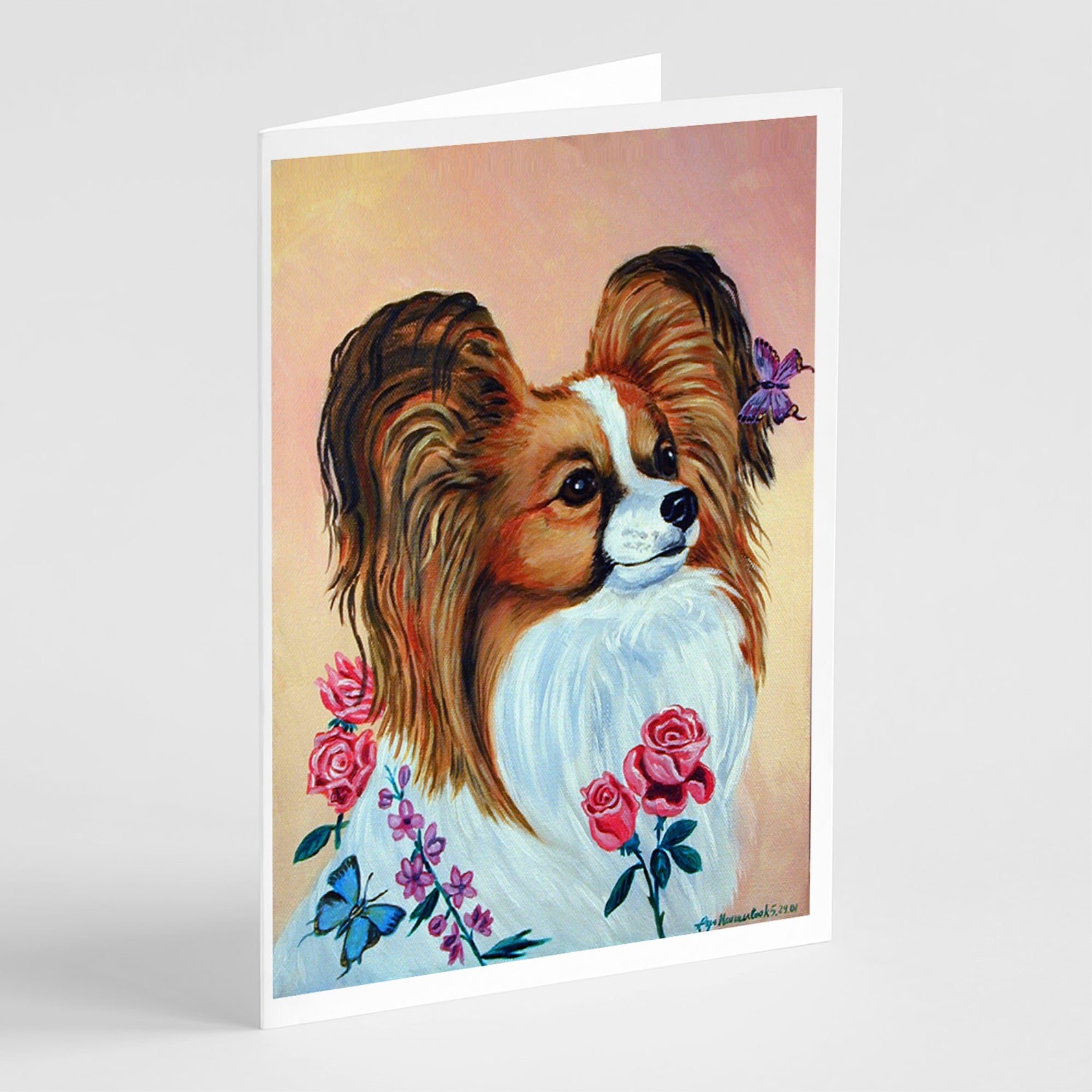 Papillon Rose Greeting Cards And Envelopes Pack Of 8