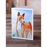 Red And White Basenji Greeting Cards And Envelopes Pack Of 8