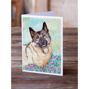 Norwegian Elkhound Greeting Cards And Envelopes Pack Of 8