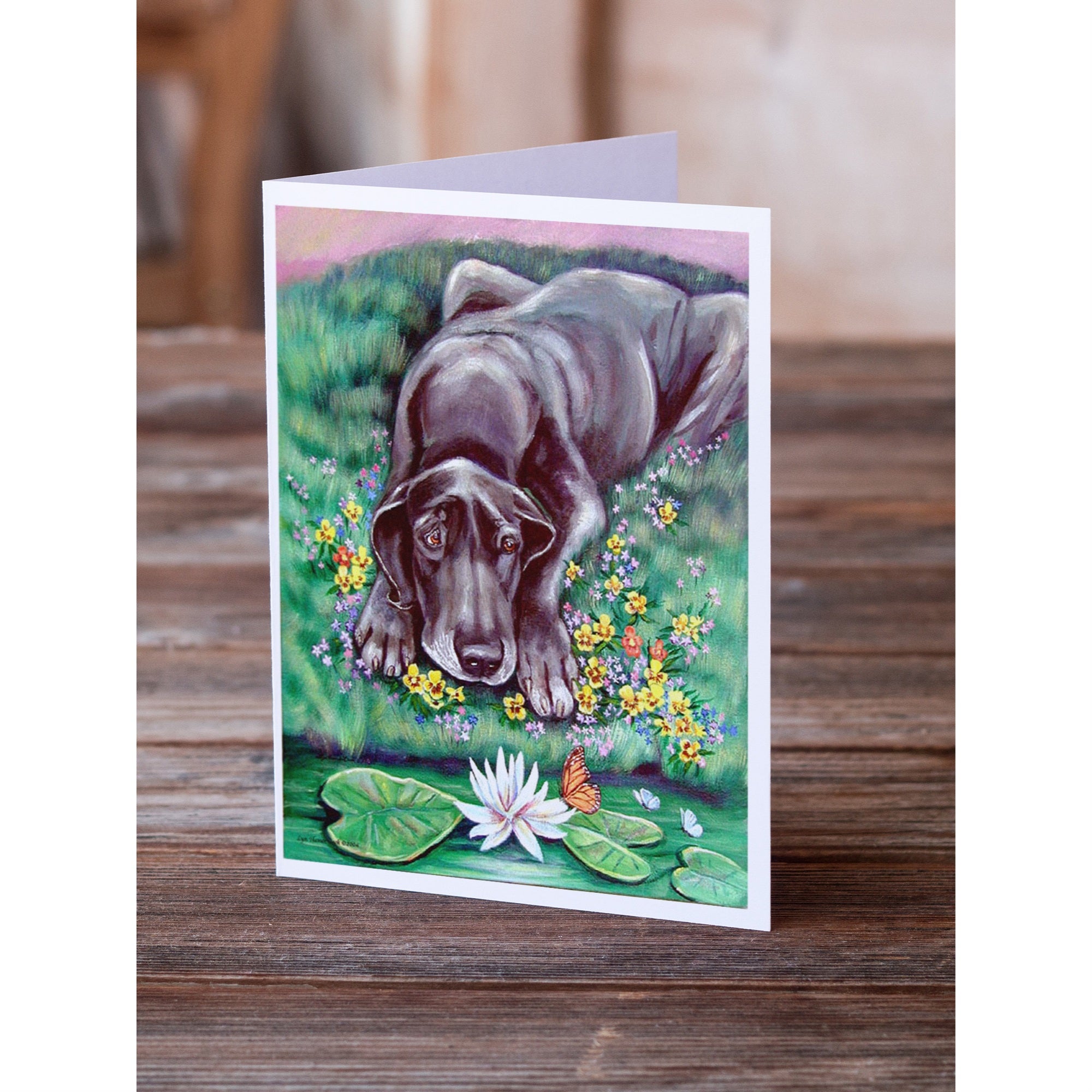 Blue Great Dane Greeting Cards And Envelopes Pack Of 8