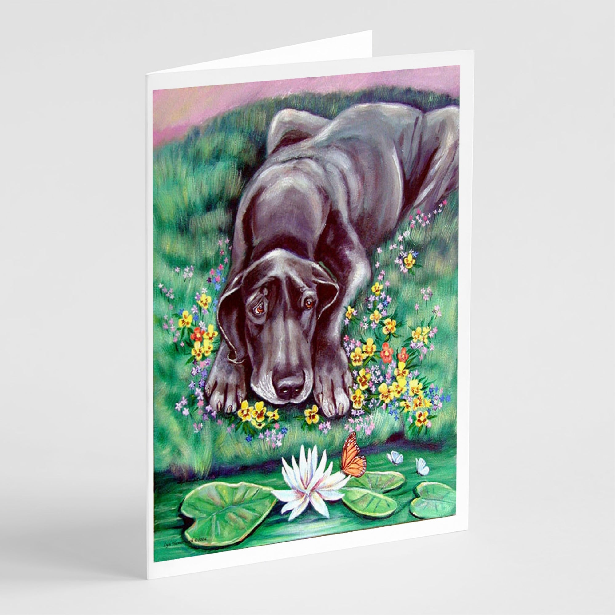 Blue Great Dane Greeting Cards And Envelopes Pack Of 8