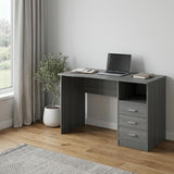 51 Gray Wood Pedestal Computer Desk With Three Drawers