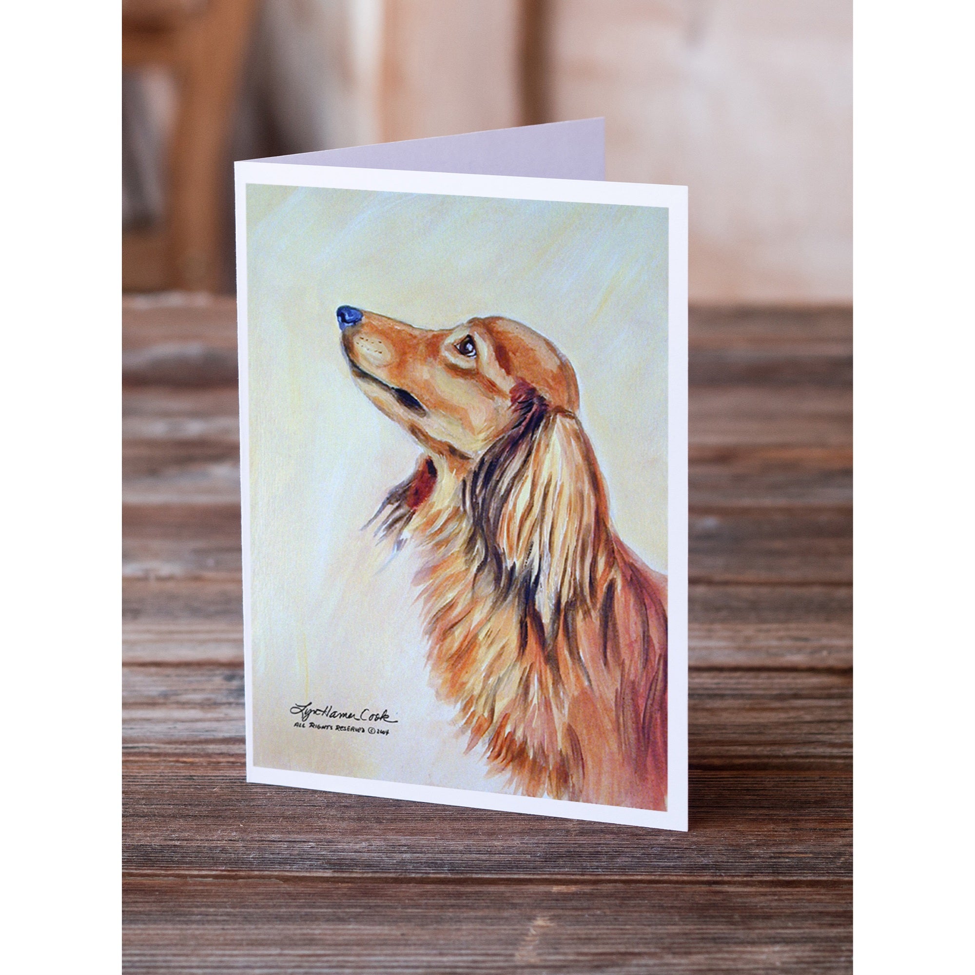 Long Haired Red Dachshund Greeting Cards And Envelopes Pack Of 8