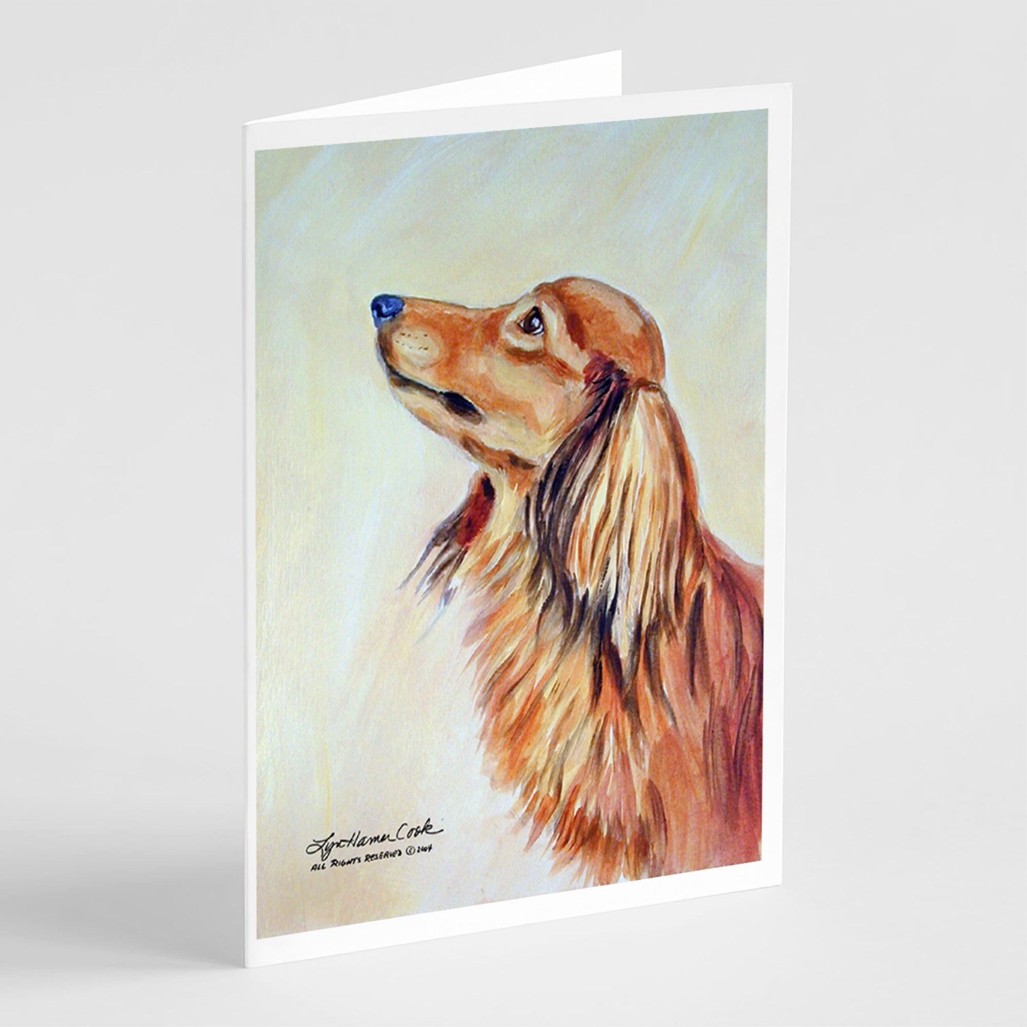 Long Haired Red Dachshund Greeting Cards And Envelopes Pack Of 8