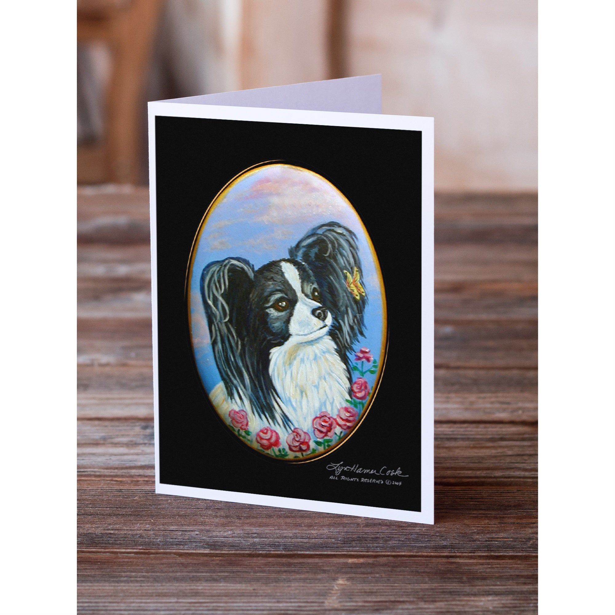 Black And White Papillon Greeting Cards And Envelopes Pack Of 8