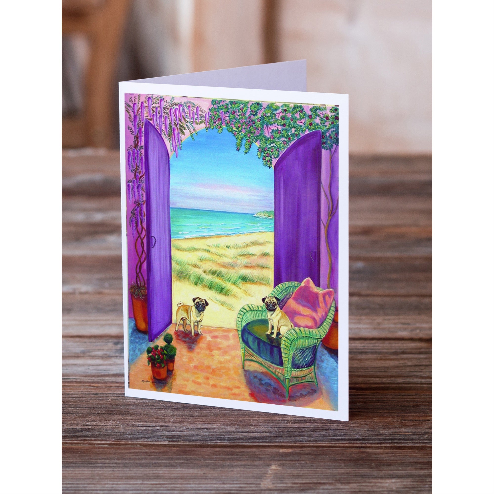 Pug Let'S Go Outside Greeting Cards And Envelopes Pack Of 8