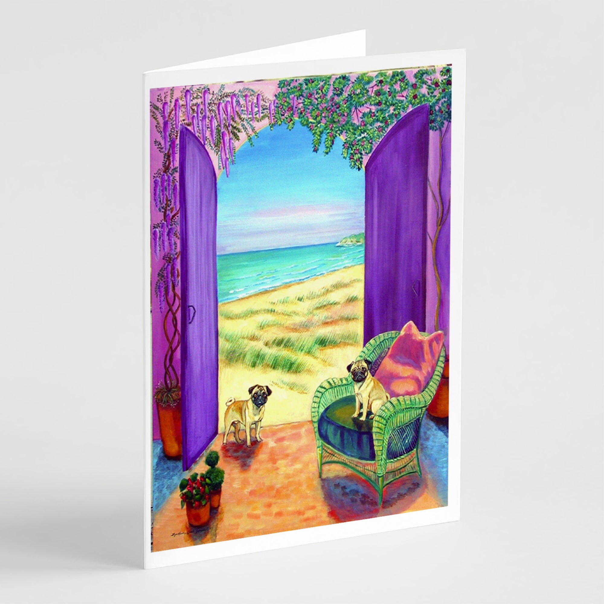 Pug Let'S Go Outside Greeting Cards And Envelopes Pack Of 8