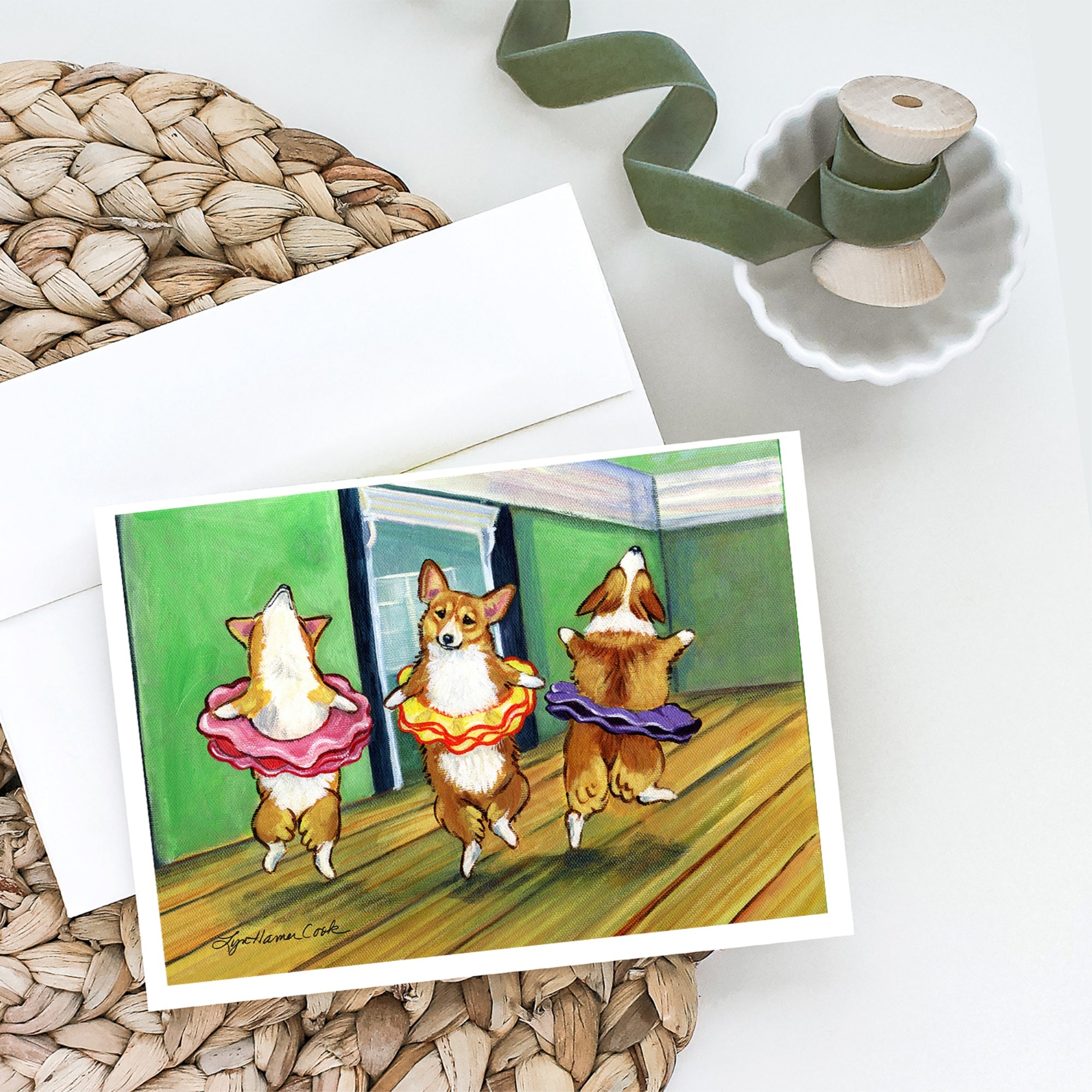 Little Ballerina Corgi Greeting Cards And Envelopes Pack Of 8