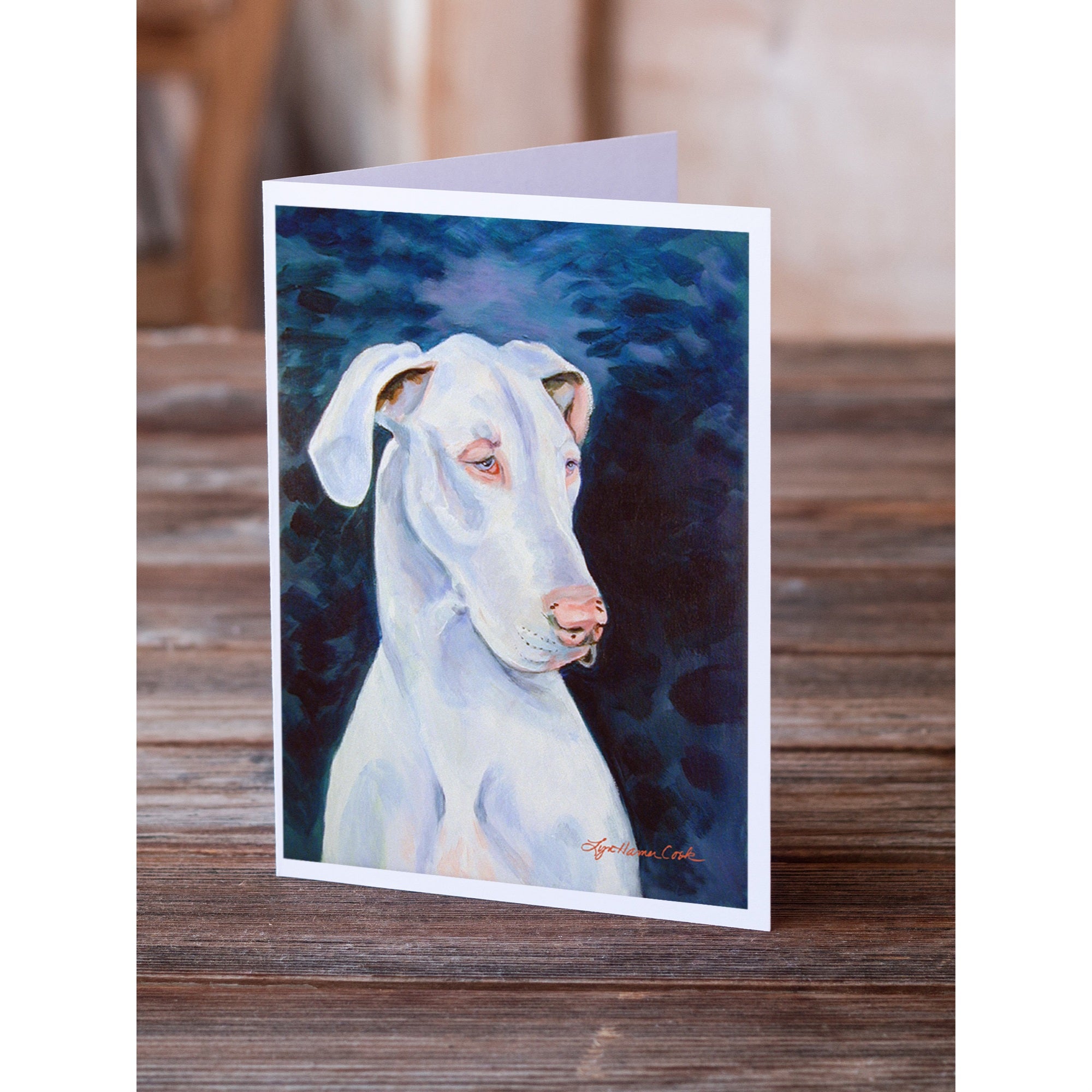 White Great Dane Greeting Cards And Envelopes Pack Of 8