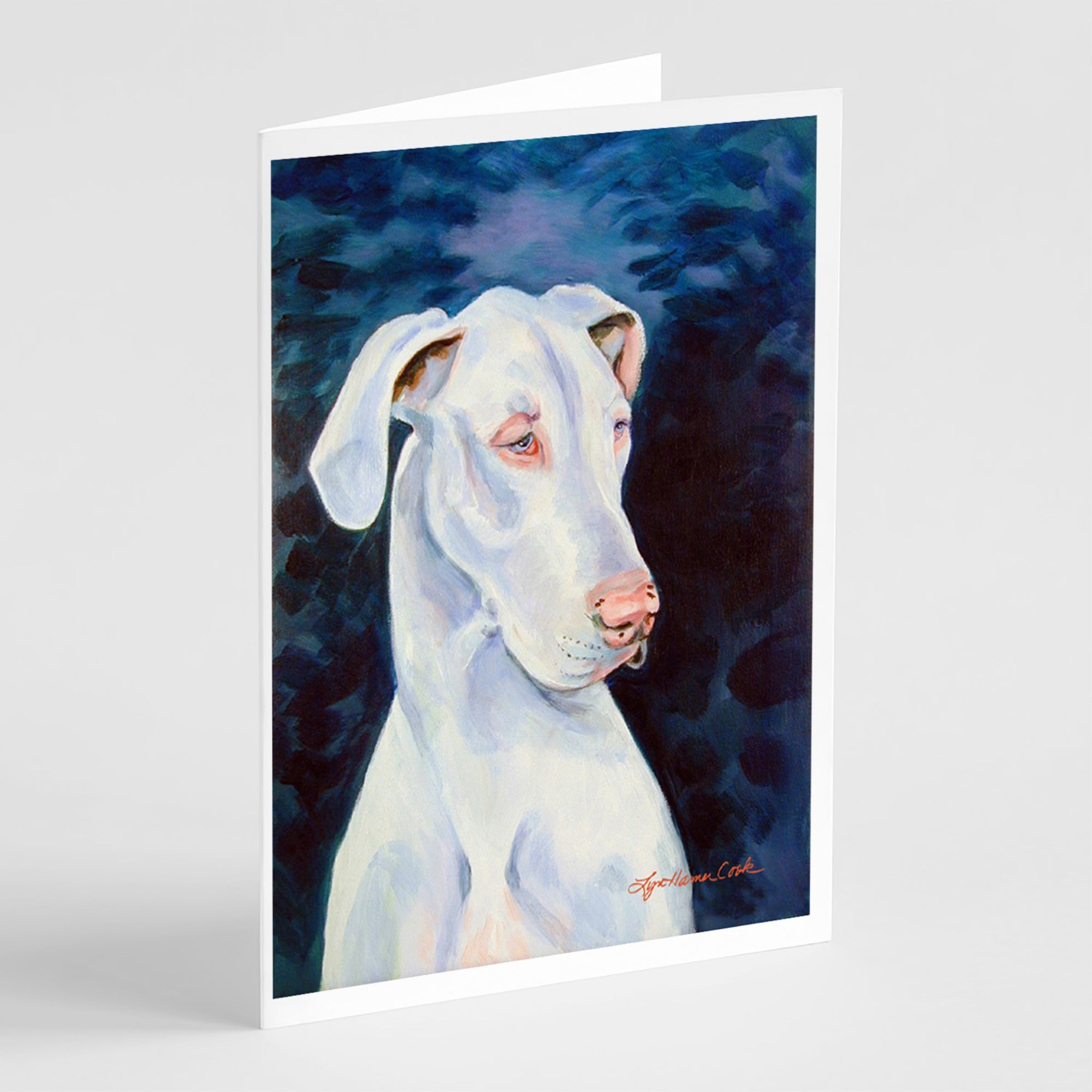 White Great Dane Greeting Cards And Envelopes Pack Of 8