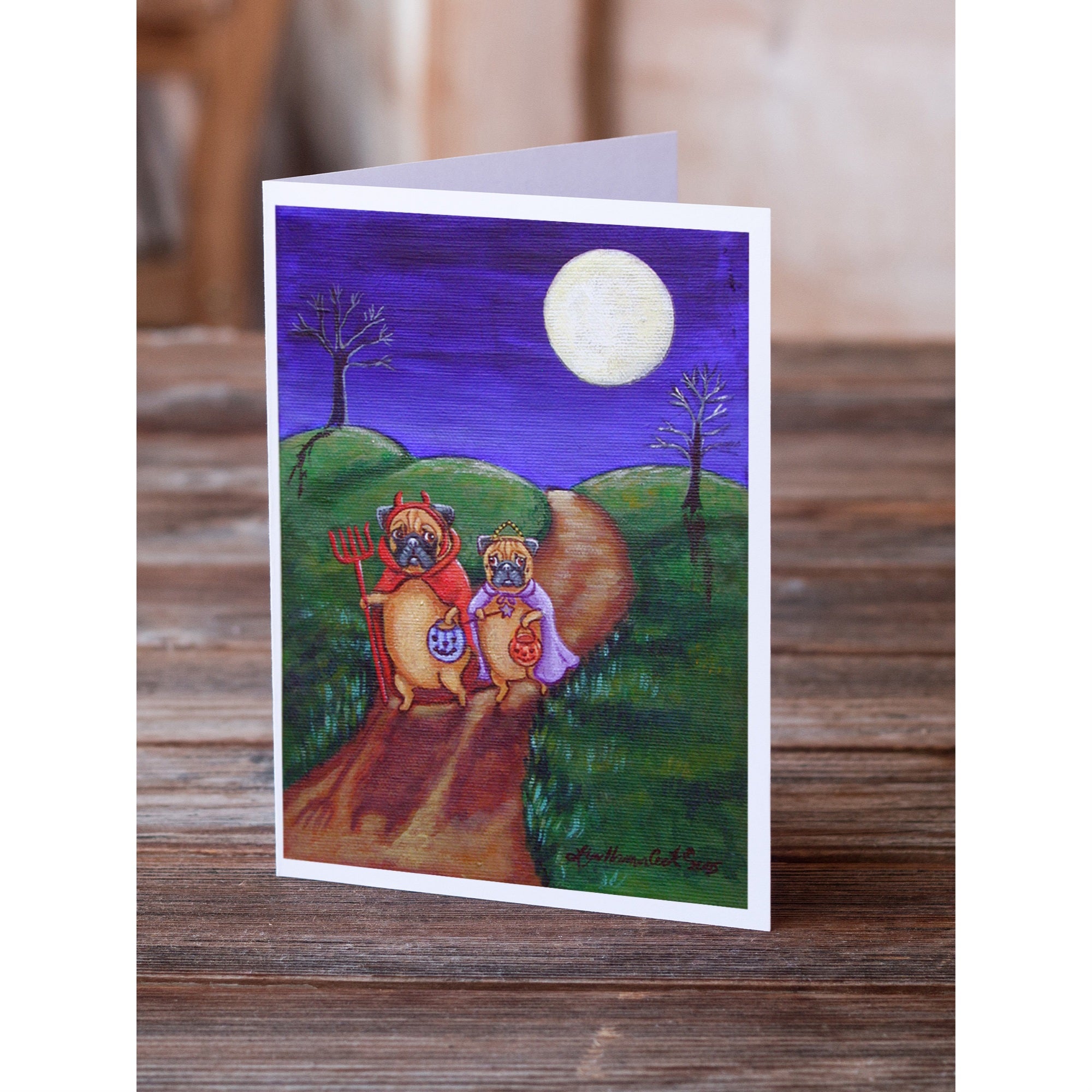Trick Or Treat Halloween Pug Greeting Cards And Envelopes Pack Of 8