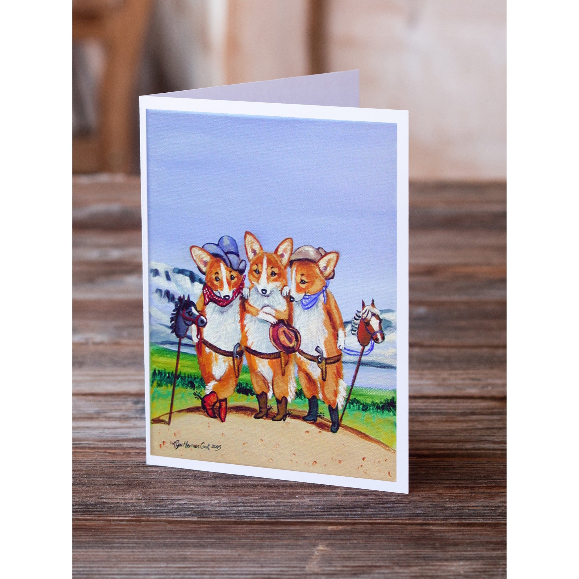 Cowboy Corgi Greeting Cards And Envelopes Pack Of 8