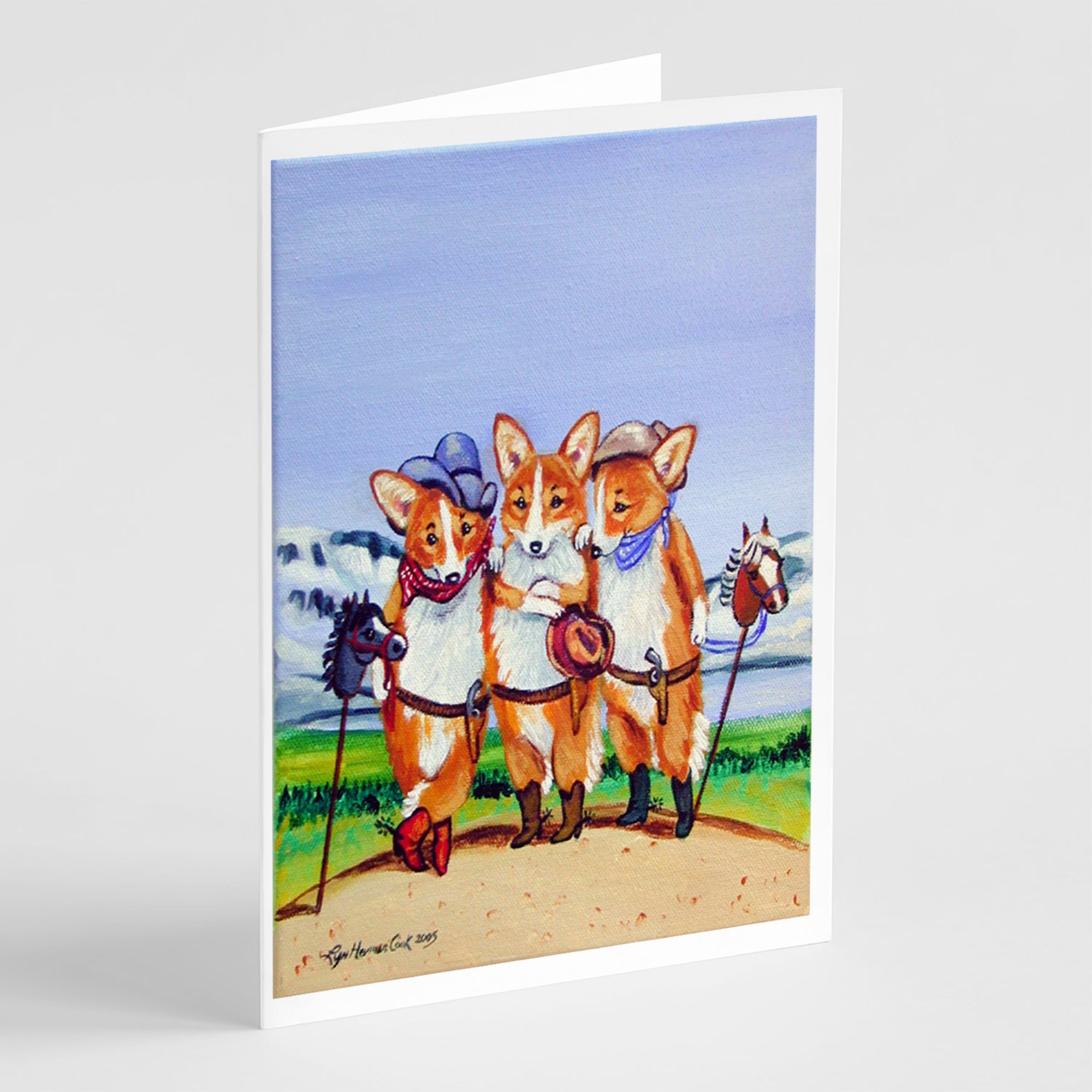 Cowboy Corgi Greeting Cards And Envelopes Pack Of 8