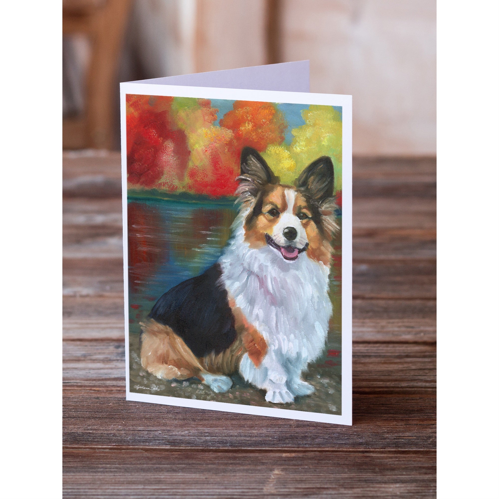 Corgi By The Lake Greeting Cards And Envelopes Pack Of 8