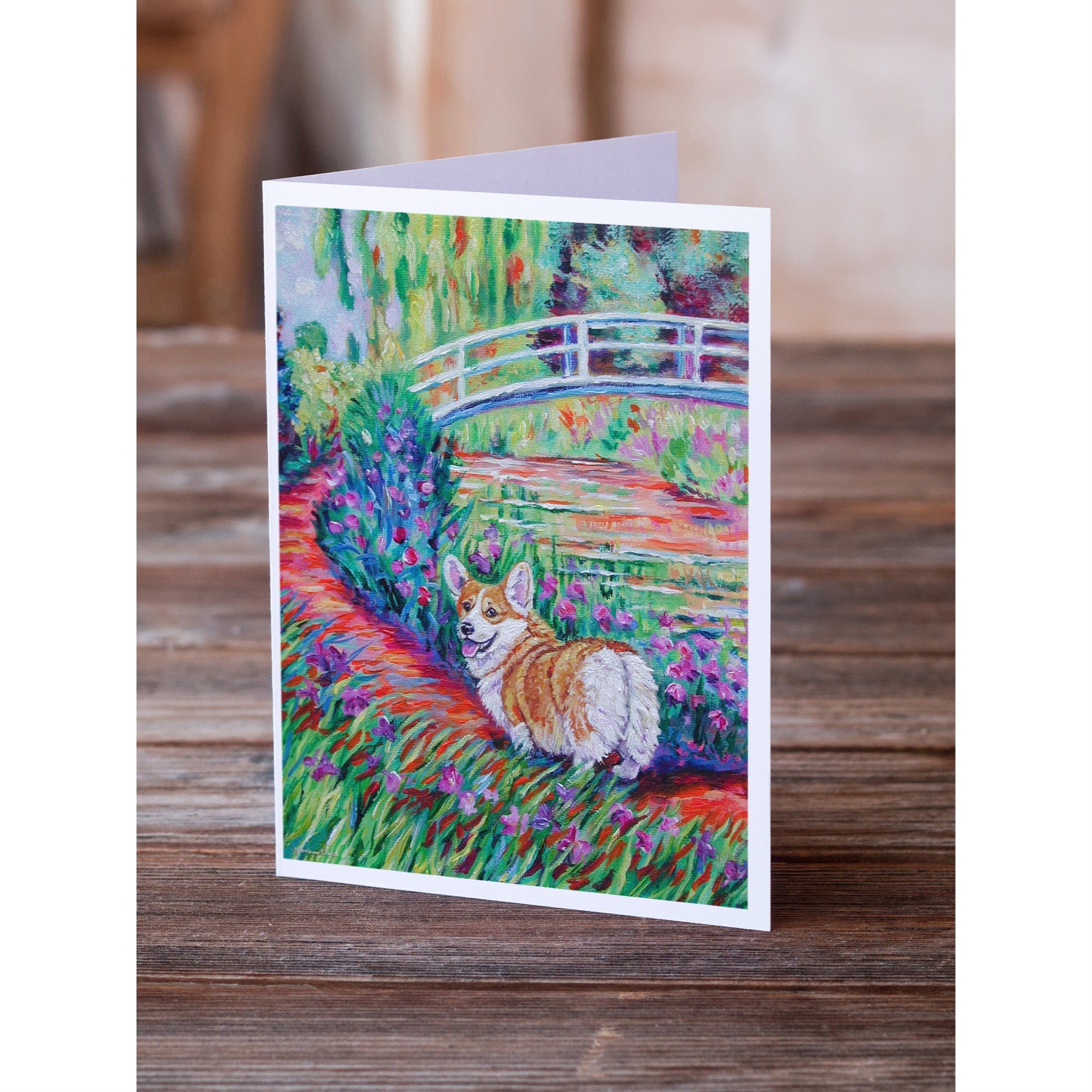 Corgi Footbridge Greeting Cards And Envelopes Pack Of 8
