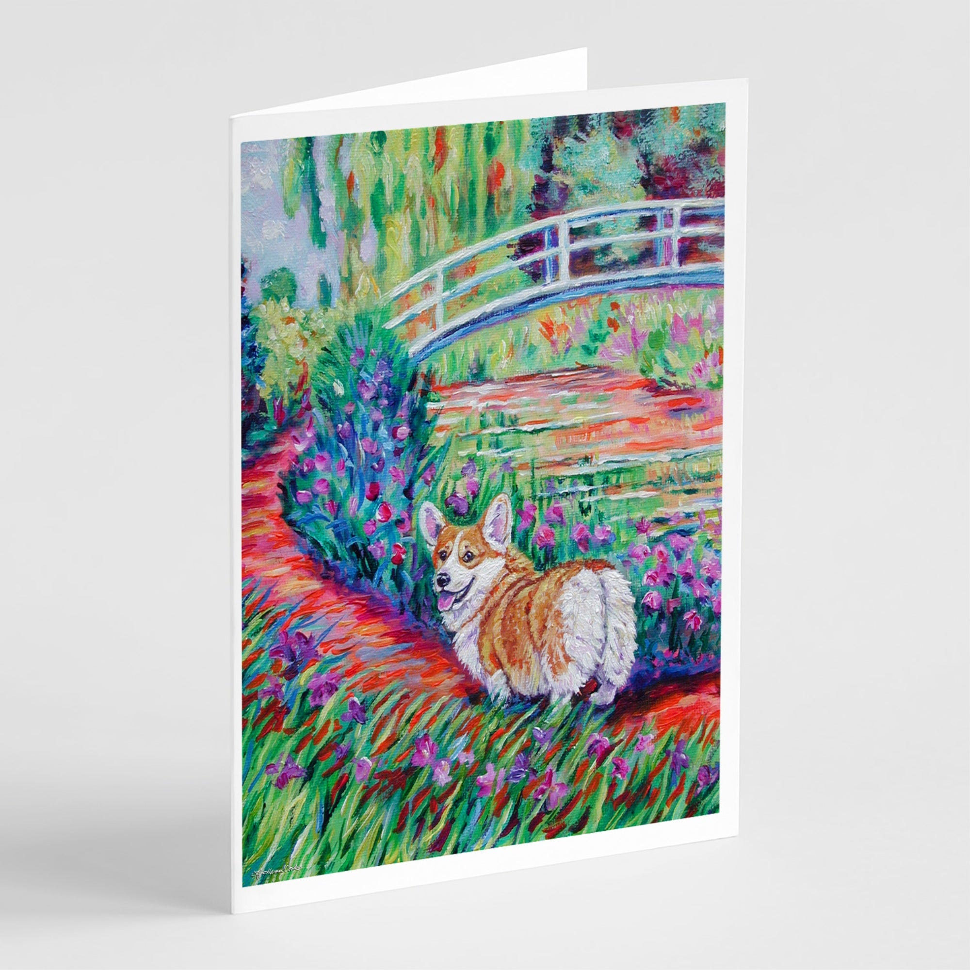 Corgi Footbridge Greeting Cards And Envelopes Pack Of 8