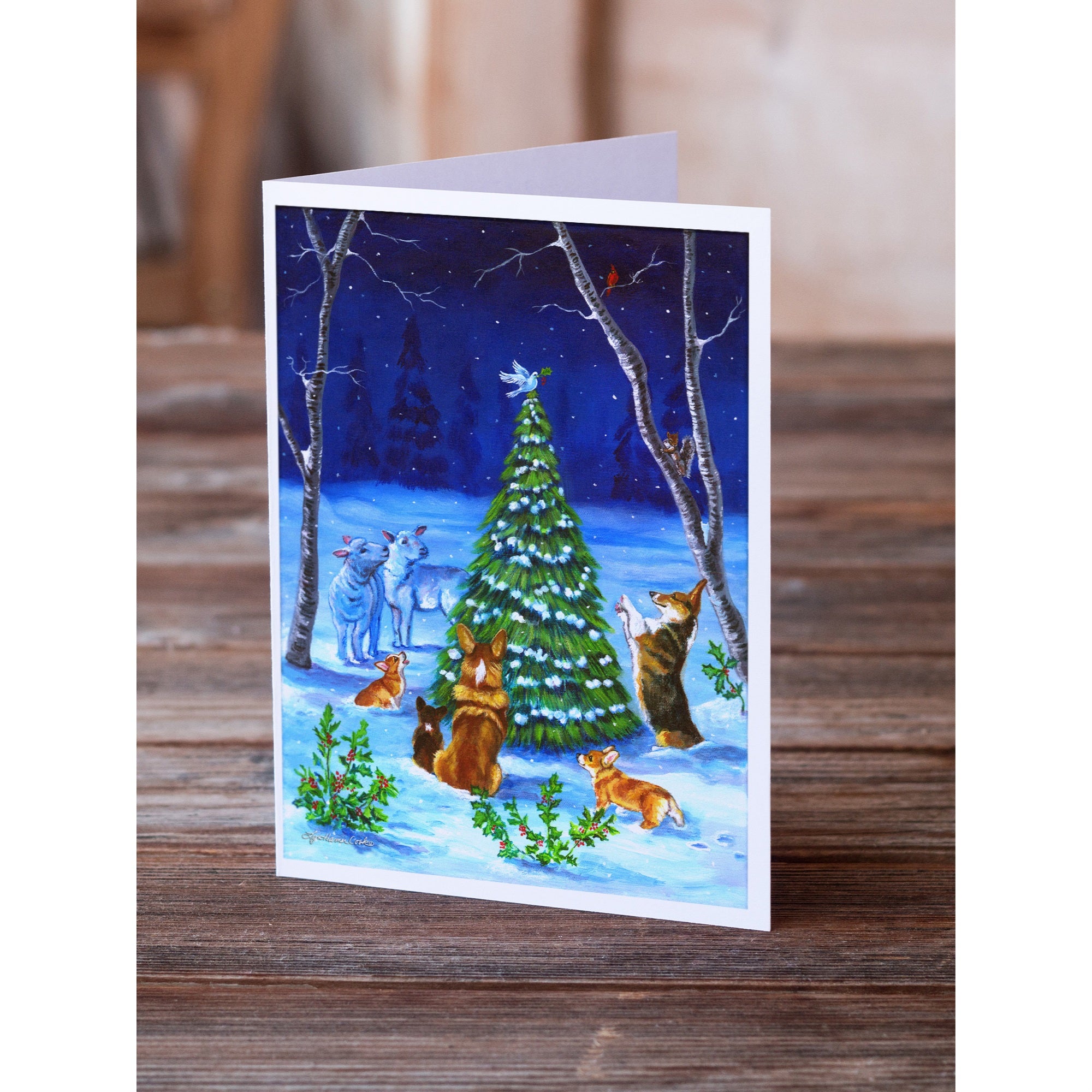 Corgi Christmas Peace Greeting Cards And Envelopes Pack Of 8