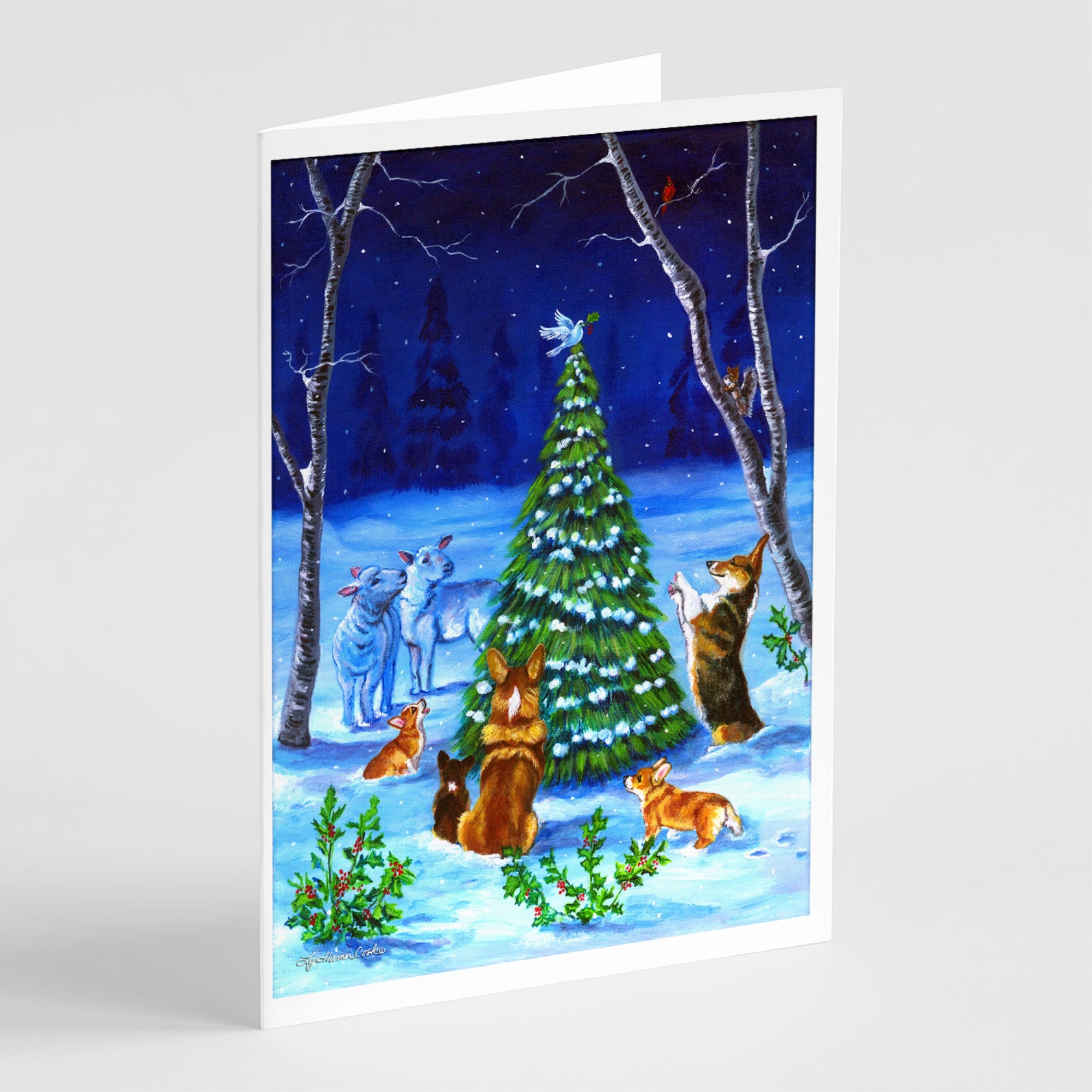 Corgi Christmas Peace Greeting Cards And Envelopes Pack Of 8