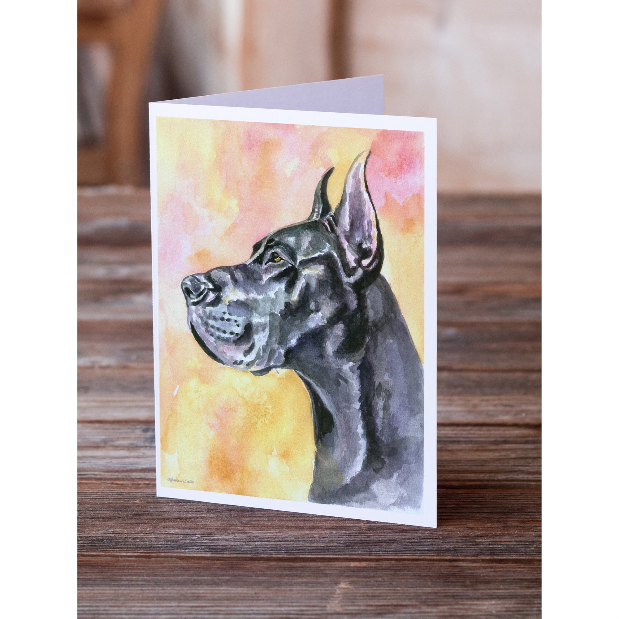 Great Dane Black Cropped Greeting Cards And Envelopes Pack Of 8