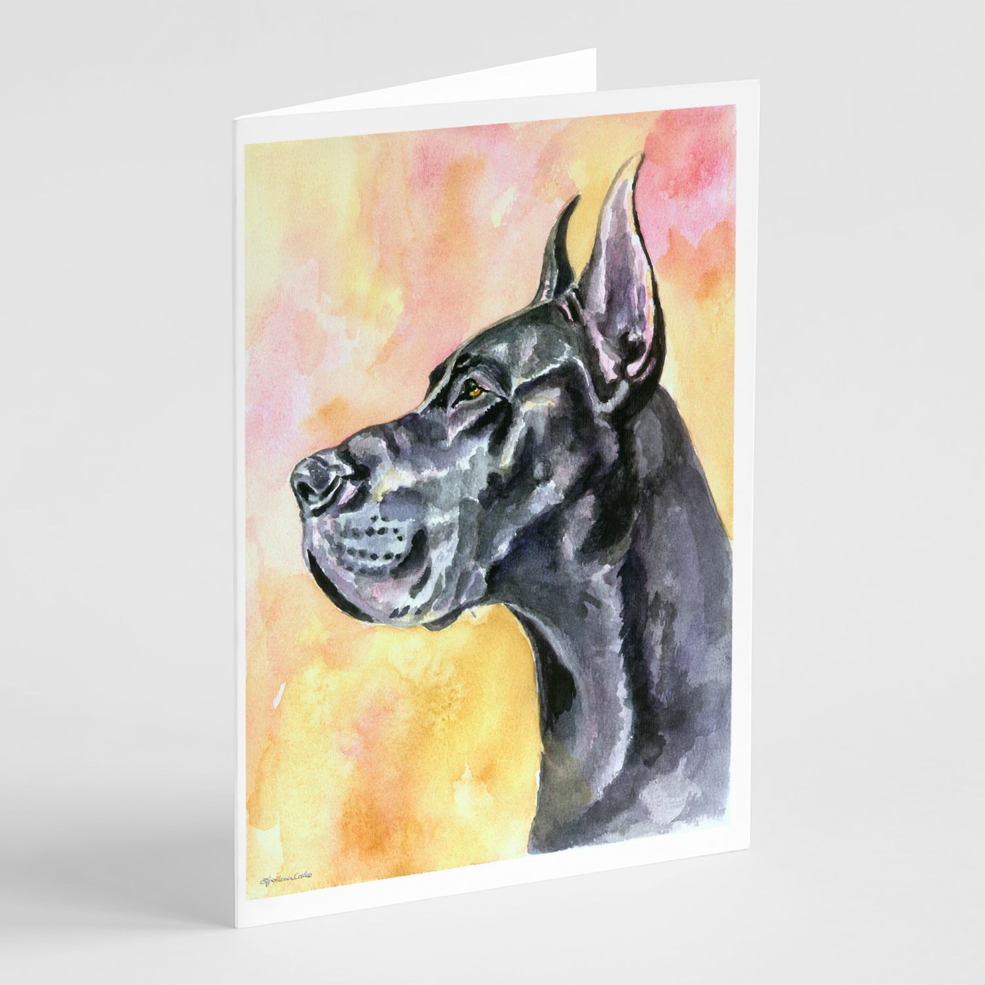 Great Dane Black Cropped Greeting Cards And Envelopes Pack Of 8