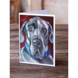 Great Dane Natural Ears Blue Collar Greeting Cards And Envelopes Pack Of 8