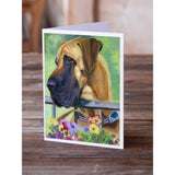 Great Dane Natural Ears Fawn In Flowers Greeting Cards And Envelopes Pack Of 8