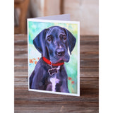 Great Dane Natural Ears Black Pup Greeting Cards And Envelopes Pack Of 8