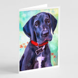 Great Dane Natural Ears Black Pup Greeting Cards And Envelopes Pack Of 8