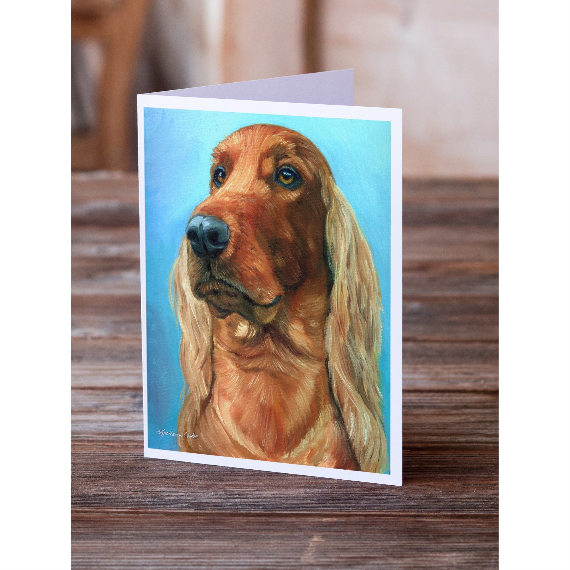 Irish Setter In Blue Greeting Cards And Envelopes Pack Of 8